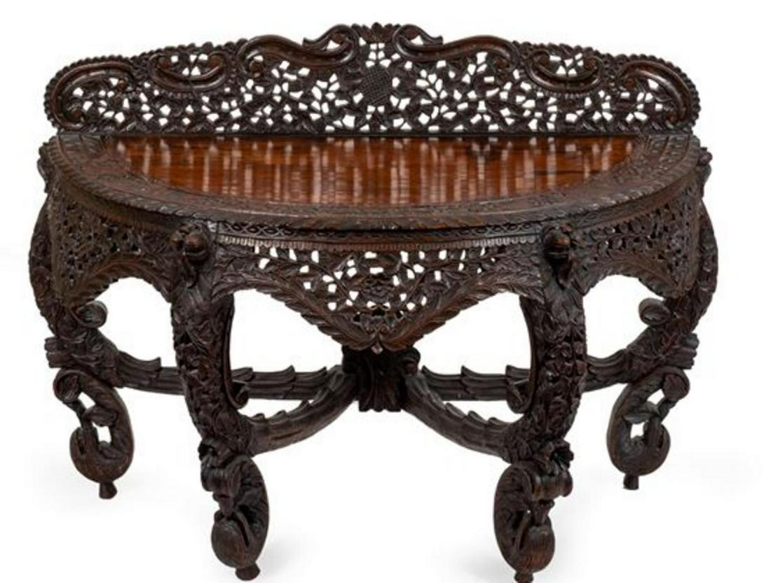 A Burmese Pierce-Carved Console Table Height 36 x width (1 of 1)