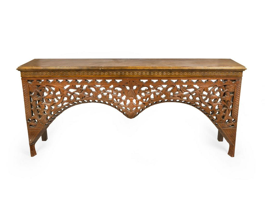 A Burmese Pierce-Carved Wood Console Height 32 1/2 x (1 of 1)