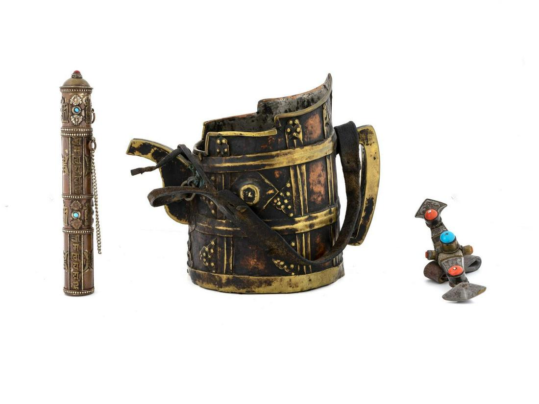 Three Asian Metal Articles Height of largest 9 1/4 (1 of 1)