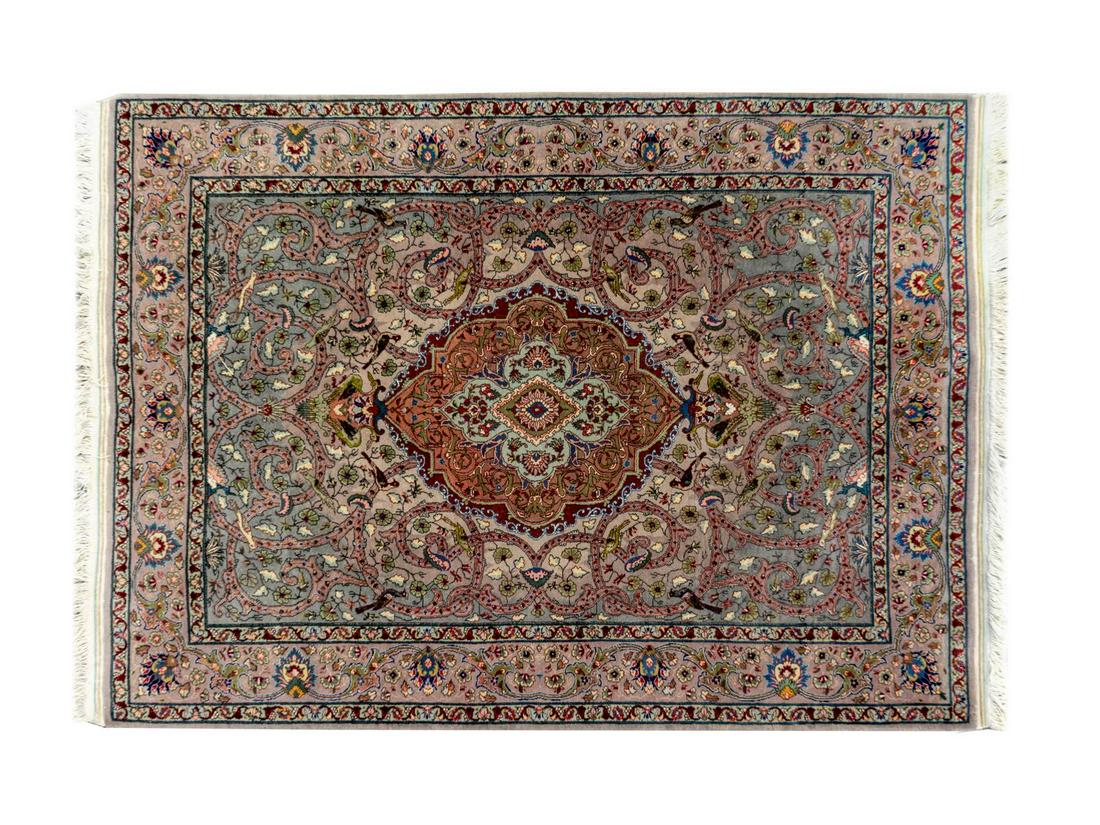 An Isphahan Partial Silk Rug 6 feet 8 inches x 4 feet 9 (1 of 1)