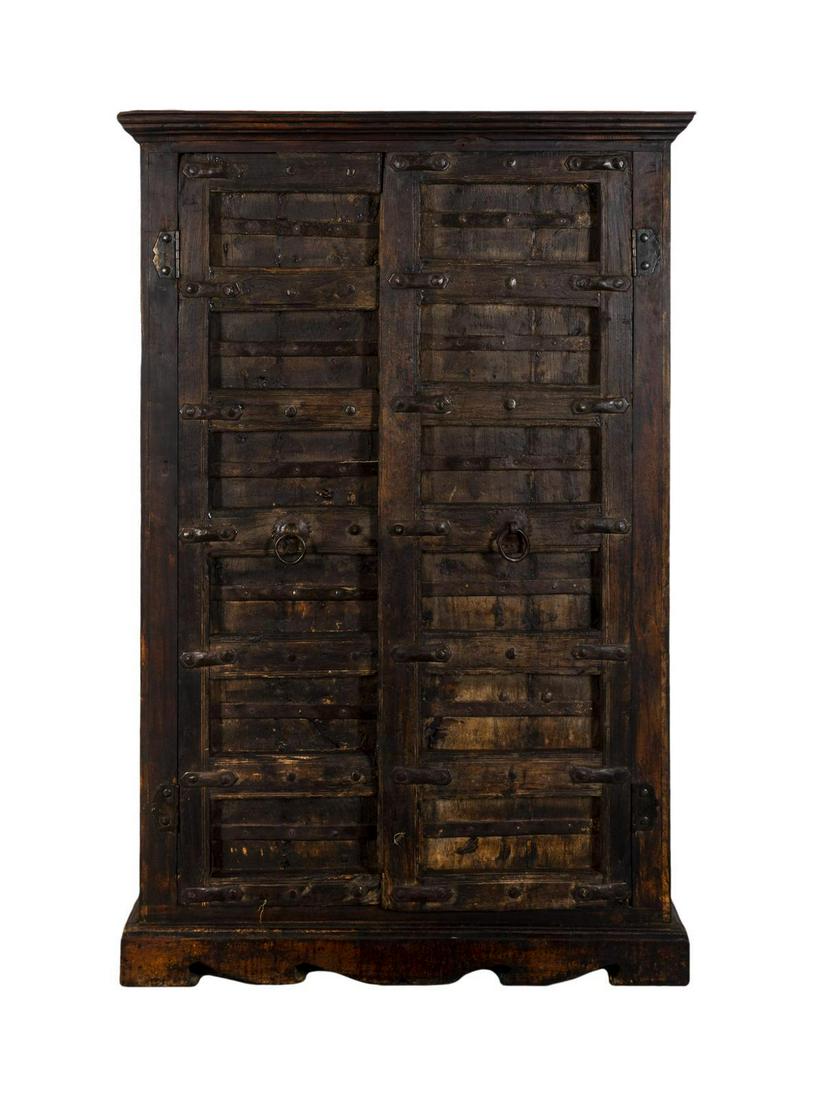 A Continental Iron Mounted Oak Two Door Cabinet Height (1 of 1)