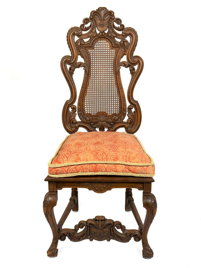 A Baroque Style Caned Walnut Side Chair Height 51 (1 of 1)