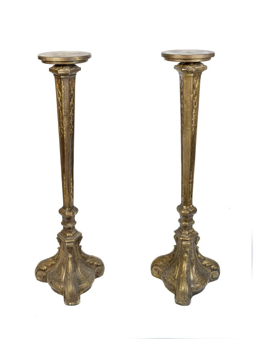 A Pair of Italian Neoclassical Style Giltwood Stands (1 of 1)