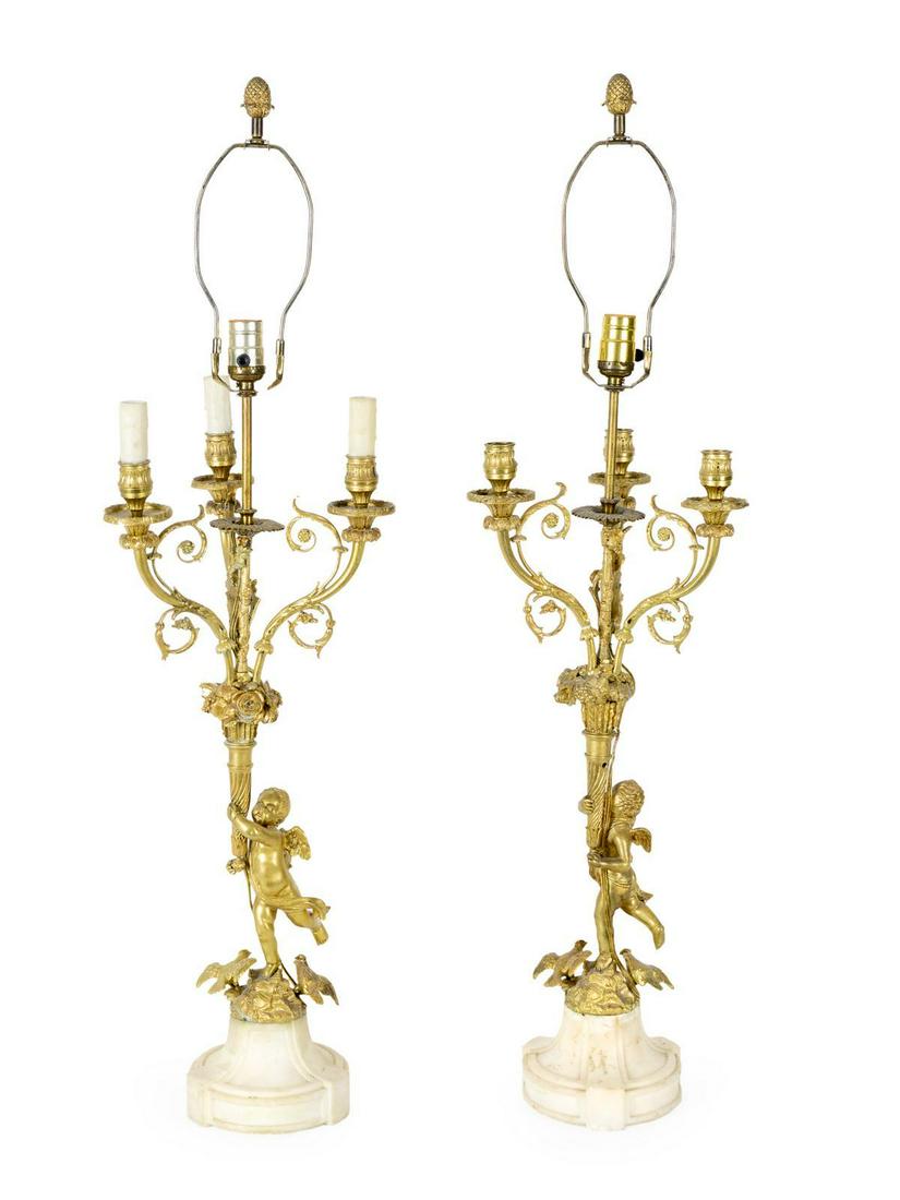 A Pair of Louis XVI Style Gilt Bronze Figural Lamps (1 of 1)