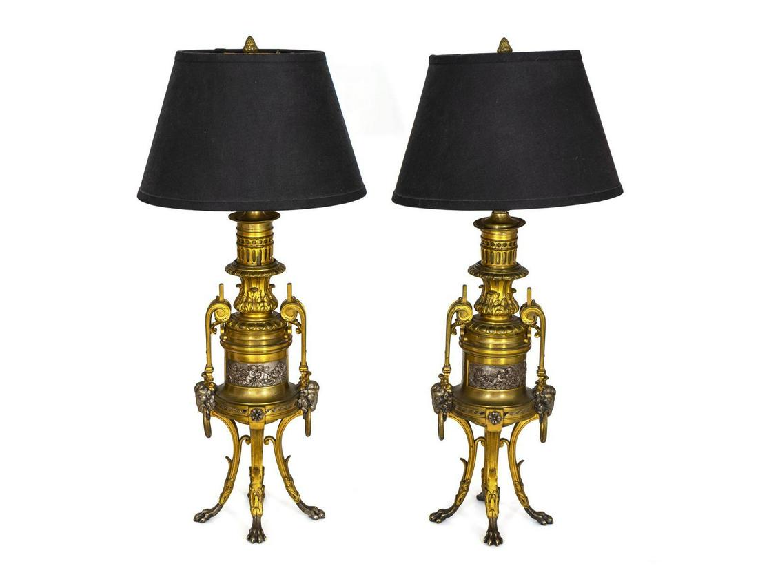 A Pair of Neoclassical Style Gilt-Metal Table Lamps (1 of 1)