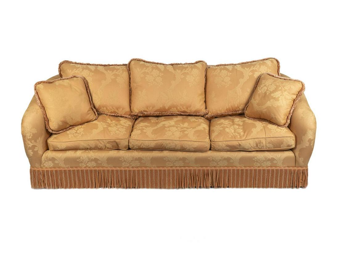 A Regency Style Silk Upholstered Couch Height 32 x (1 of 1)