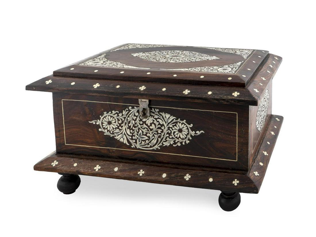 An Anglo-Indian Rosewood Inlaid Covered Box Height 9 x (1 of 1)