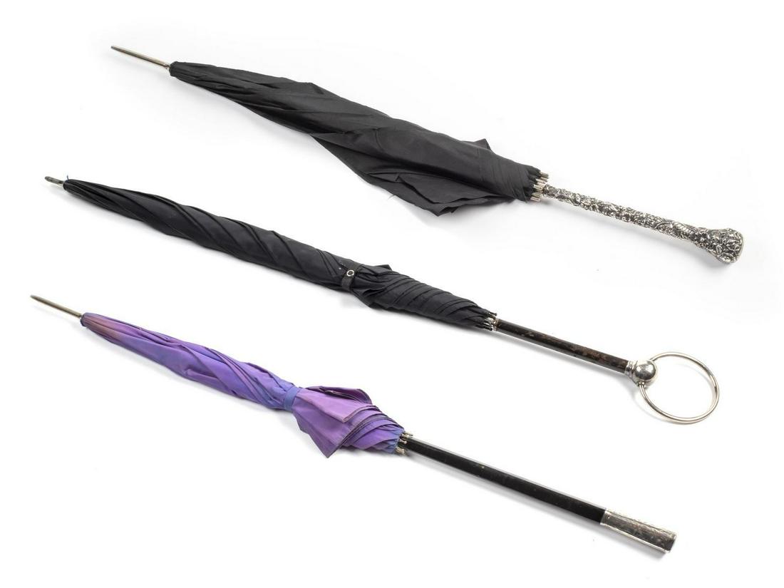 A Group of Three American Silver Mounted Parasols (1 of 8)