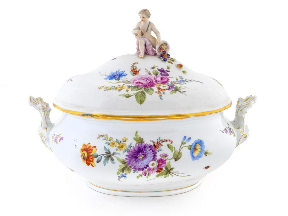 A German Porcelain Covered Soup Tureen Height 9 3/4 x (1 of 1)