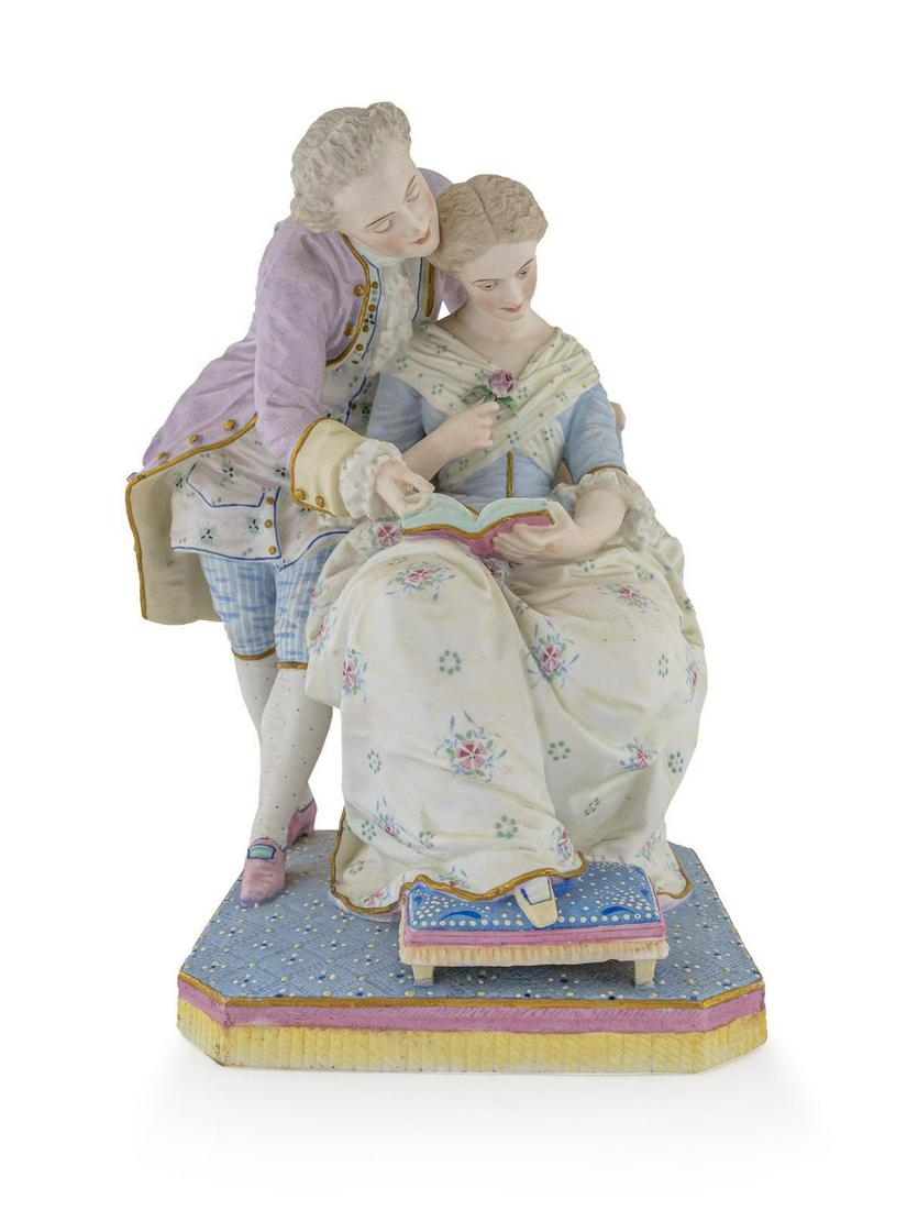 A French Bisque Figural Group Height overall 15 3/4 x (1 of 1)