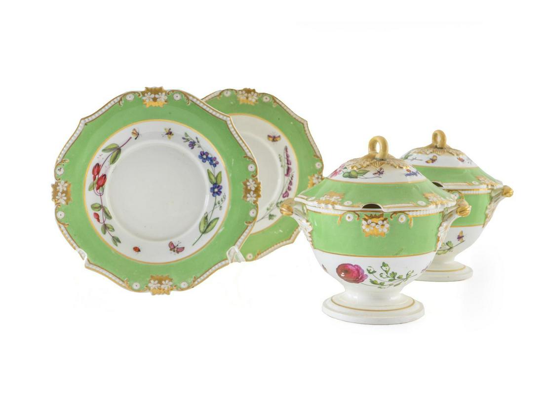 A Pair of Duesbury Derby  Porcelain Botanical Sauce (1 of 1)