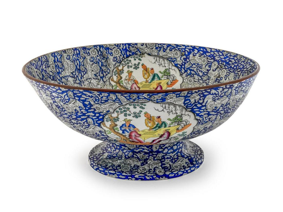 A Large English Transfer Decorated Chinoiserie Footed (1 of 1)