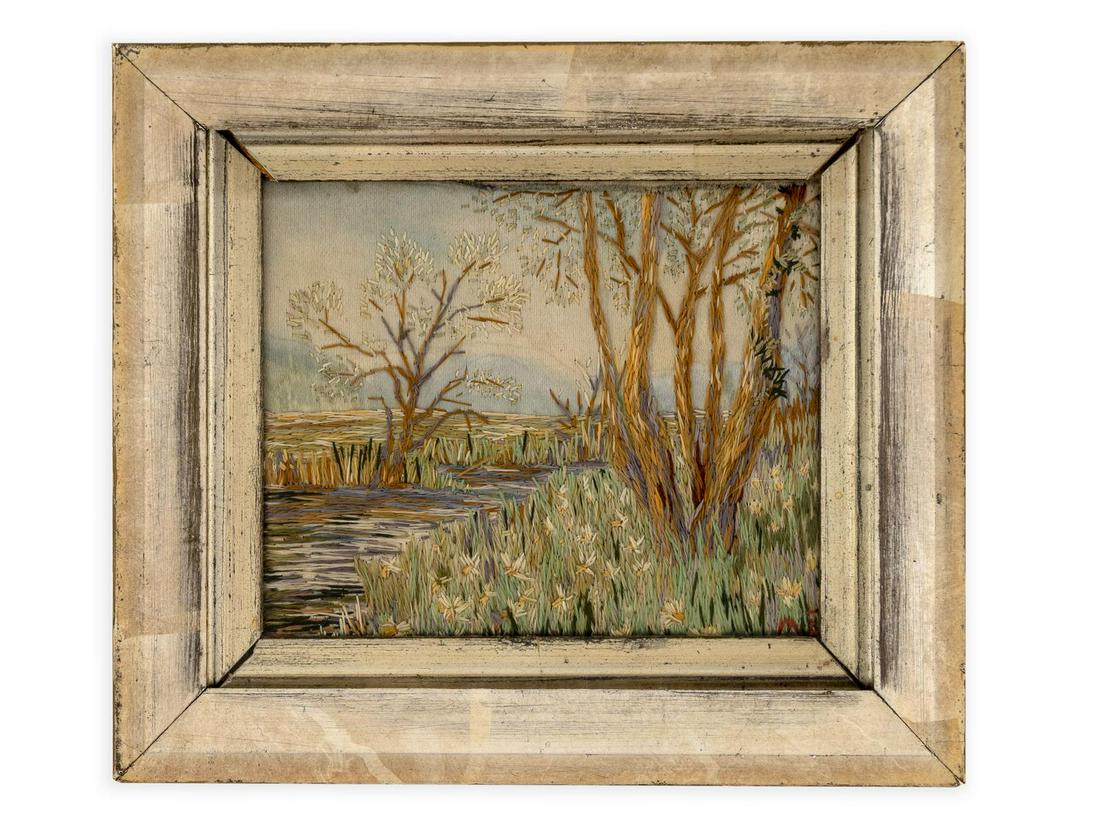 Two Framed English Needlepoint Pictures Larger, oval 8 (1 of 2)