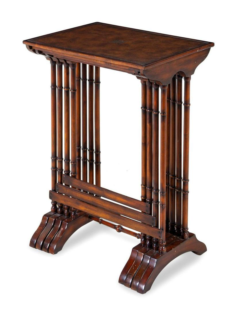A Set of Four George III Style Mahogany Nest of Tables: A Set of Four George III Style Mahogany Nest of Tables 20TH CENTURY Height of tallest 29 inches. Each with a rectangular top. Property from the Collection of Karl Zeisler, Chicago, Illinois