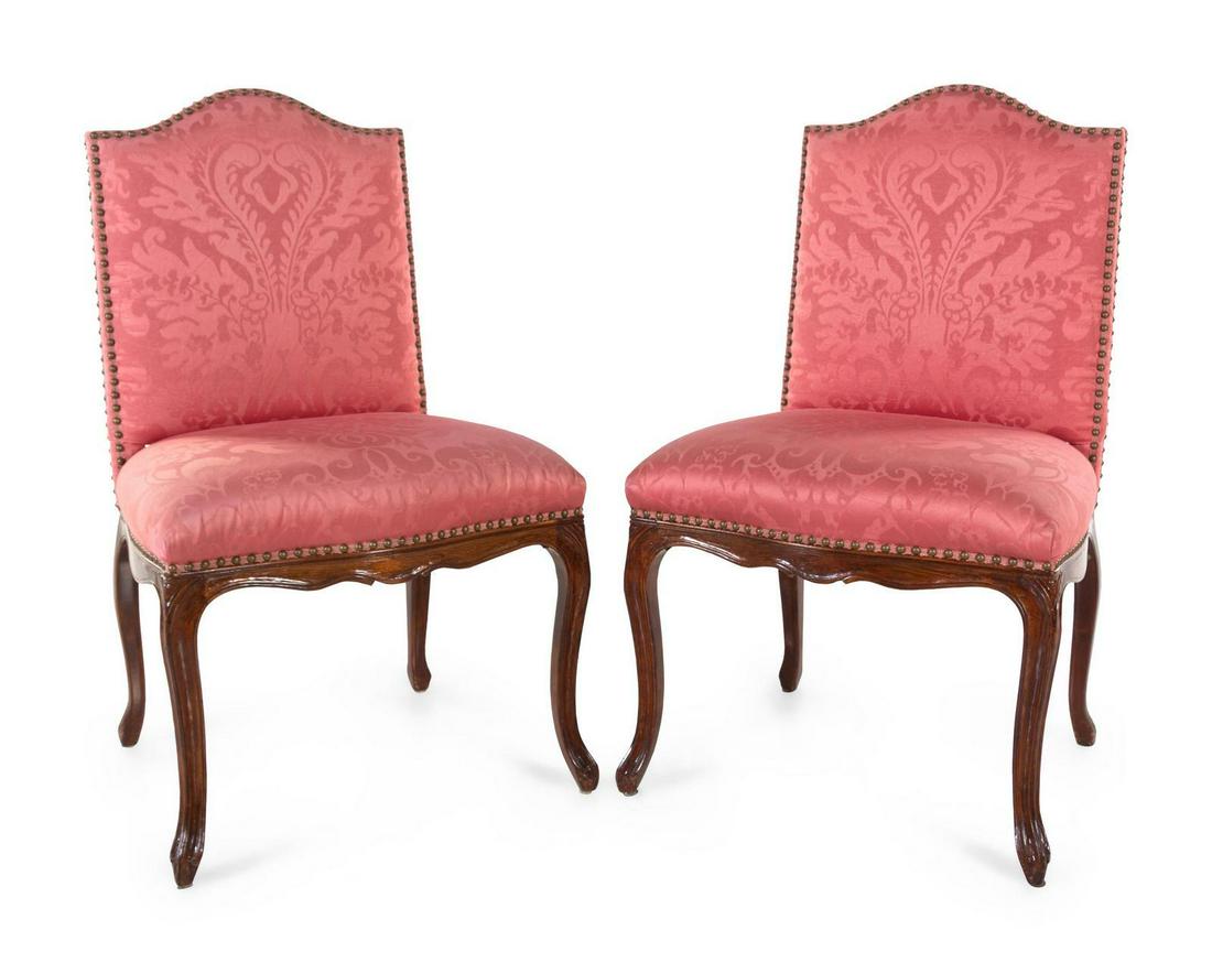 A Pair of Louis XV Style Upholstered Chaises: A Pair of Louis XV Style Upholstered Chaises 19TH/20TH CENTURY Height 40 ½ inches. Property from a Private Collection, Chicago, Illinois