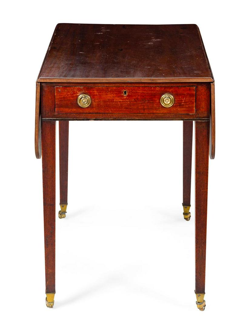 A George III Style Mahogany Pembroke Table: A George III Style Mahogany Pembroke Table Height 19 x width 28 x length 34 inches.Â Property from a Private Collection, Los Angeles, California