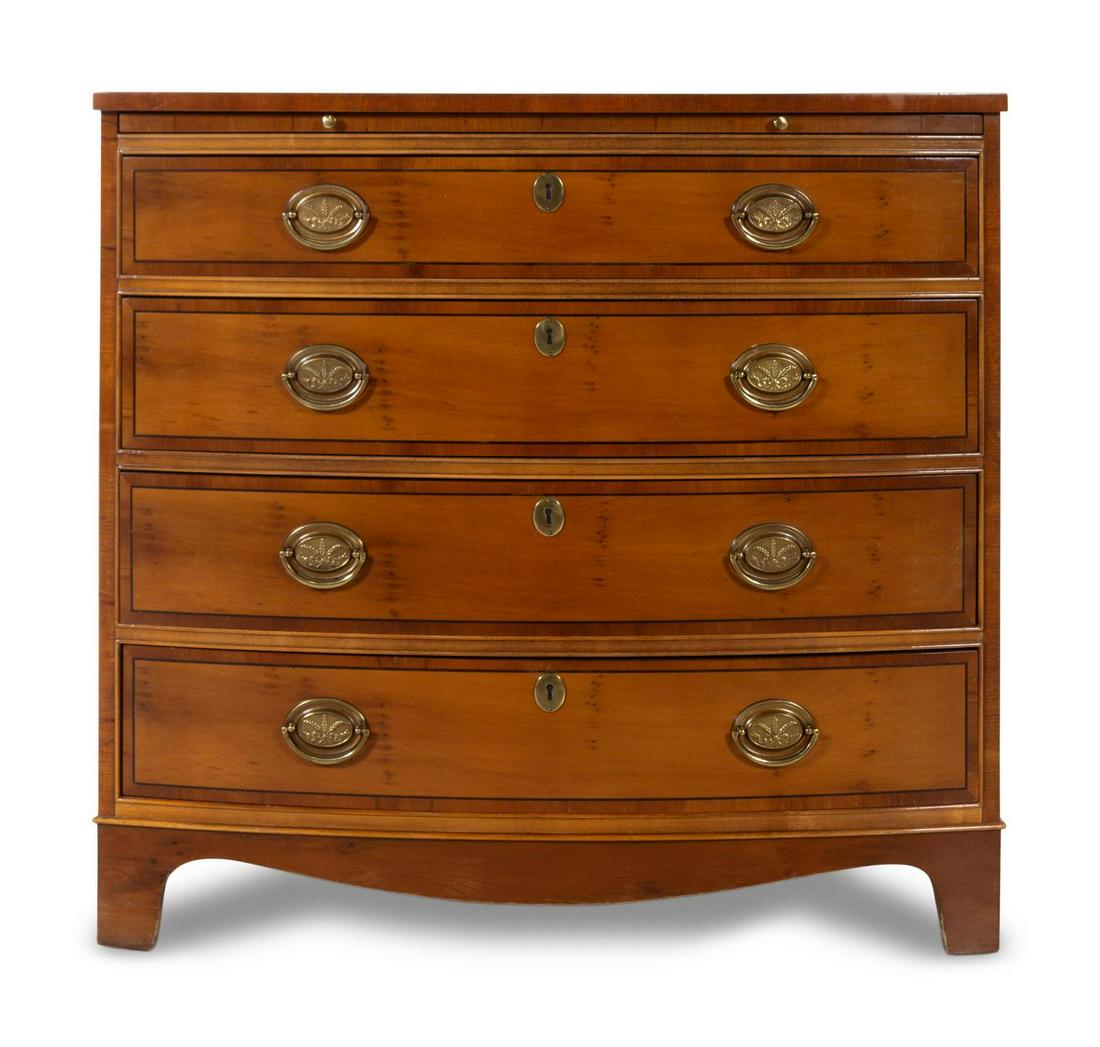 A George III Style Mahogany Chest of Drawers: A George III Style Mahogany Chest of Drawers HENREDON, 20TH CENTURY Height 32 x 34 x 18 inches. Property from a Private Collection, Chicago, Illinois