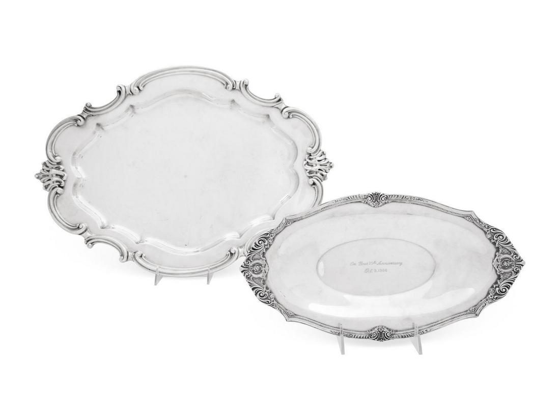 A Collection of American Silver Table Articles: A Collection of American Silver Table Articles Various Makers, 20th Century comprising a three-piece coffee service,Â pair of shell-form nut dishes, a pair of toothpick-holders, a pair of match-boo