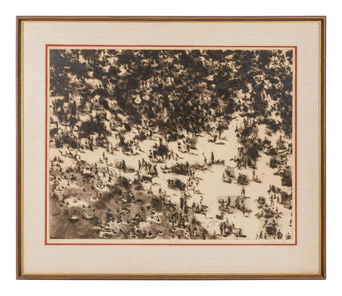 Gerson August (Gus) Leiber (American, 1921-2018) The: Gerson August (Gus) Leiber (American, 1921-2018) The Beach etching etching signed in pencil. 22 1/2 x 28 1/2 inches.