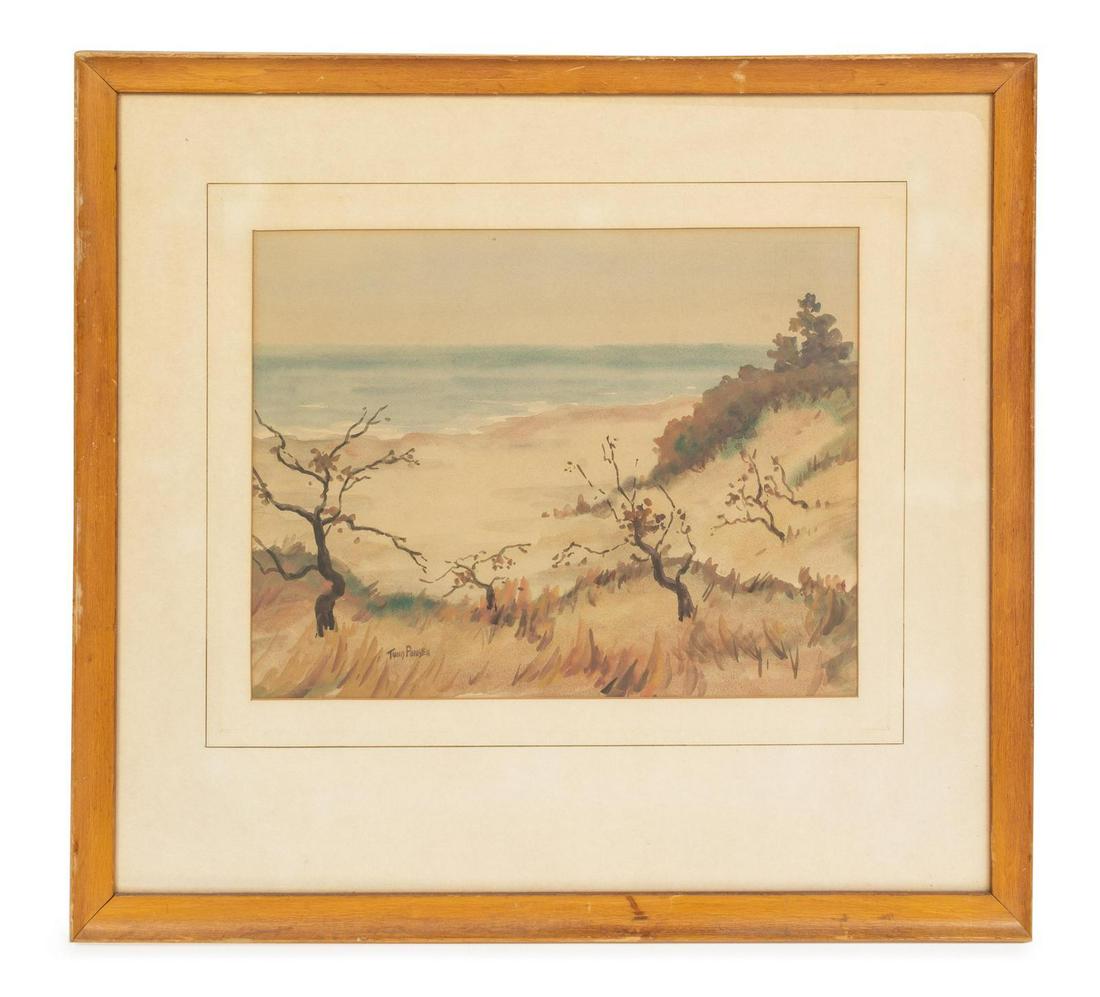 Tunis Ponsen (American, 1891-1968) Untitled (Beach: Tunis Ponsen (American, 1891-1968) Untitled (Beach Landscape) watercolor Signed Tunis Ponsen (lower center) 11 1/2 x 15 inches (visible).