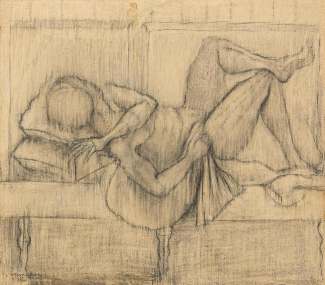 Robert Cremean (AMERICAN, b. 1932) Odalisque, 1960: Robert Cremean (AMERICAN, b. 1932) Odalisque, 1960 graphite on canvas signed Cremean (lower left) 14 x 16 inches. Provenance: Esther Robles Gallery, Los Angeles