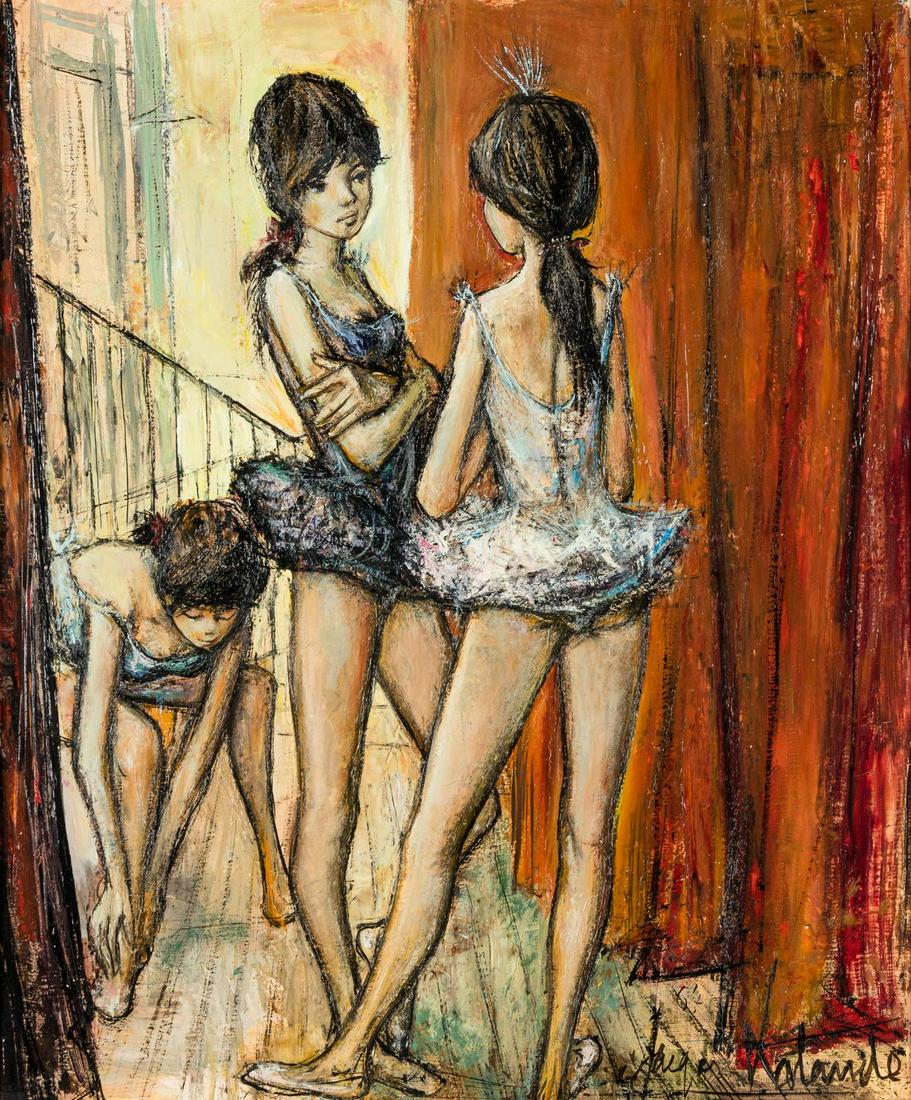 Jacques Lalande (French, b. 1921) Â Untitled (Three: Jacques Lalande (French, b. 1921) Â Untitled (Three Ballerinas) oil on canvas signed (lower right) 21 3/4 x 18 inches.
