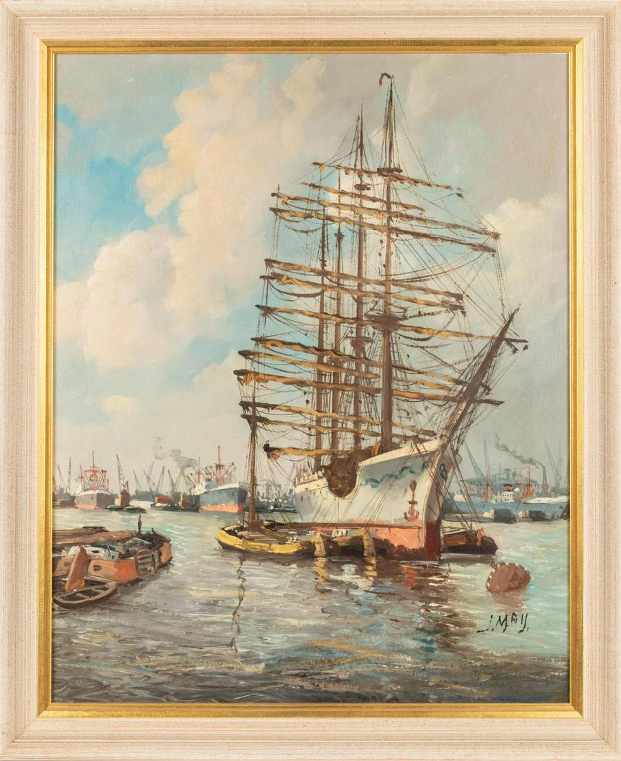 Joseph Moy (French, 1905-1992) Untitled (Harbor: Joseph Moy (French, 1905-1992) Untitled (Harbor Scene)Â oil on canvas signed J. Moy (lower right) 30 x 24 inches.