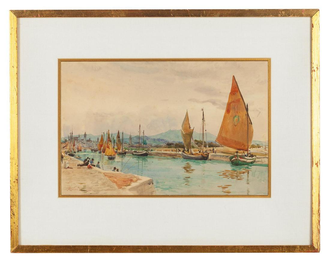 Alexander Wallace Rimington (BRITISH, 1854-1918): Alexander Wallace Rimington (BRITISH, 1854-1918) Sailboats in Canal watercolor on paper signed Alexander Rimington (lower left) 9 x 13 3/4 inches. Property from the Collection of Karl Zeisler, Chicago