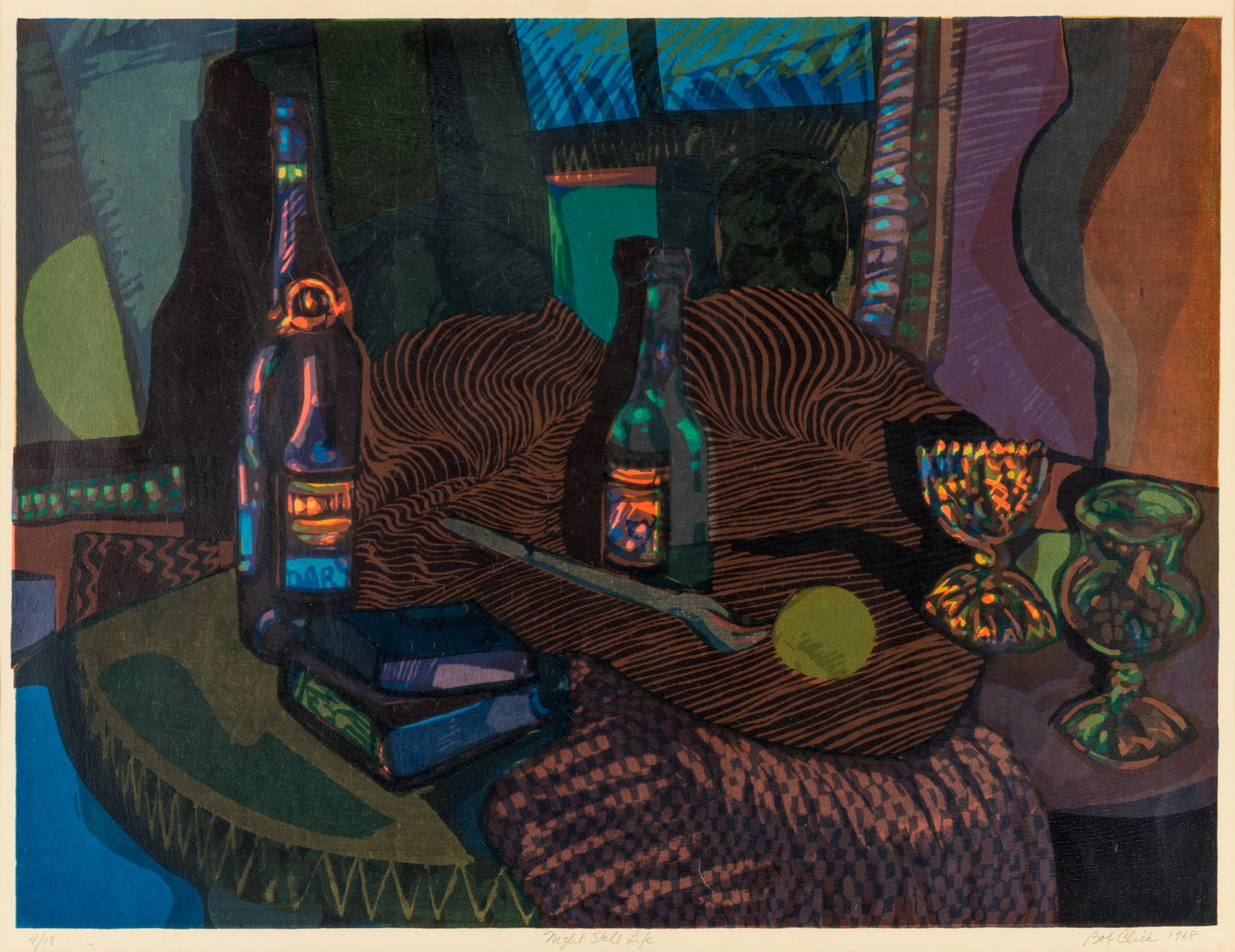Bob Click (American, b. 1931) Night Still Life, 1968: Bob Click (American, b. 1931) Night Still Life, 1968 Lithograph signed Bob Click and dated (lower right); edition 4/18 18 x 23 5/8 inches.