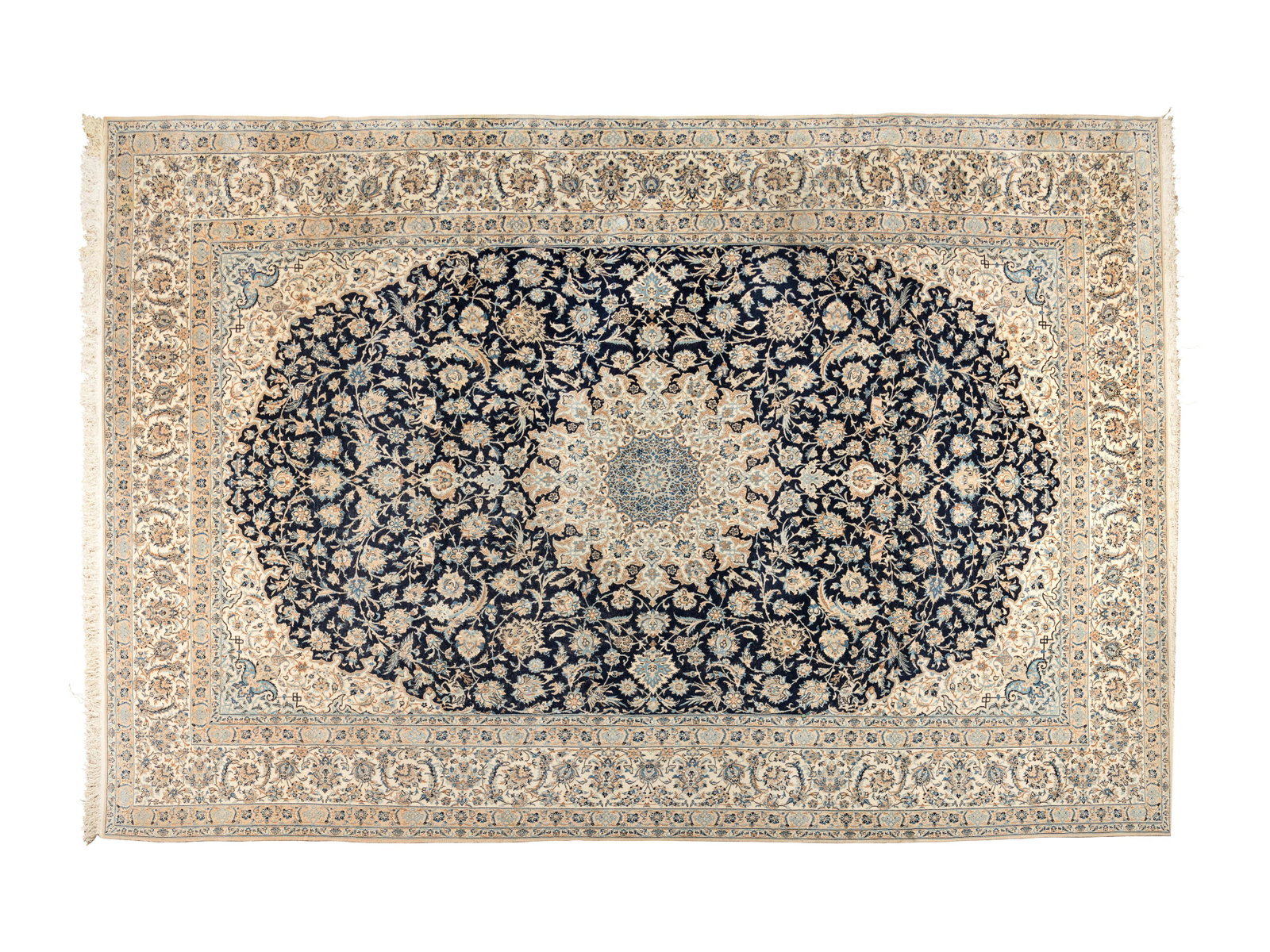 A Persian Wool and Silk Rug 15 feet 2 inches x 10 feet: A Persian Wool and Silk Rug 20TH CENTURY with center medallion design. 15 feet 2 inches x 10 feet 2 inches. Property from the Collection of Karl Zeisler, Chicago, Illinois