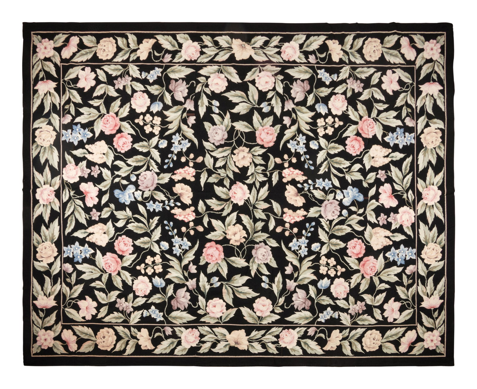 A Needlepoint Carpet 11 feet 5 inches x 8 feet 9: A Needlepoint Carpet SECOND HALF 20TH CENTURY with allover leafy flower decoration. 11 feet 5 inches x 8 feet 9 inches. Property from the Collection of Karl Zeisler, Chicago, Illinois