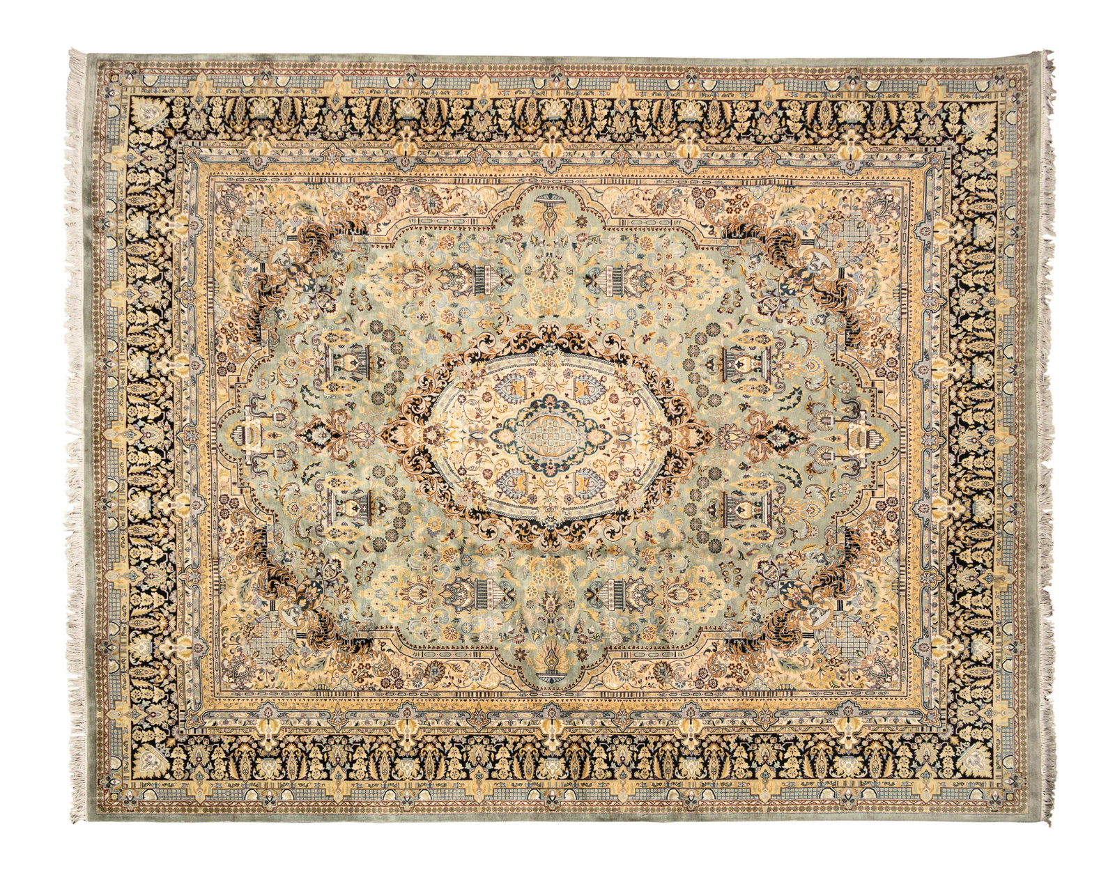 A Sarouk Wool Rug: A Sarouk Wool Rug SECOND HALF 20TH CENTURY with allover stylized foliate decoration. 10 feet 4 inches x 8 feet 3 inches. Property from the Collection of Karl Zeisler, Chicago, Illinois