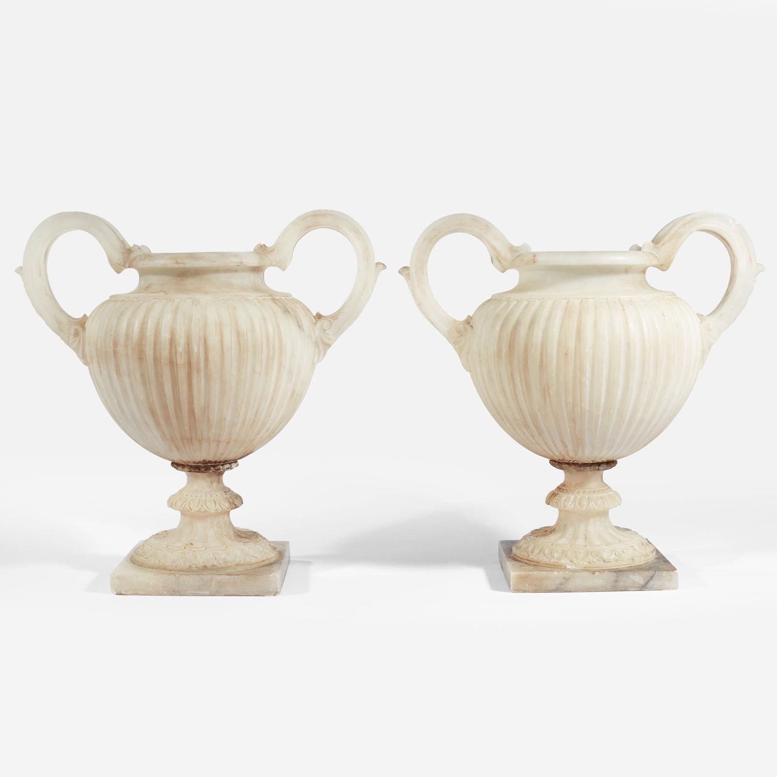 Pair of classical alabaster handled urns, 19th Century (1 of 1)