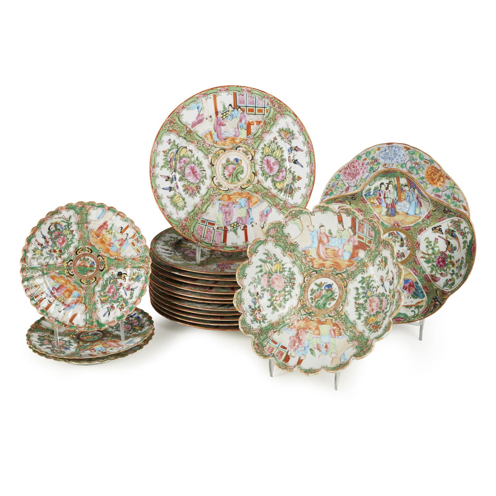 Seventeen piece group of Chinese export “Rose (1 of 1)