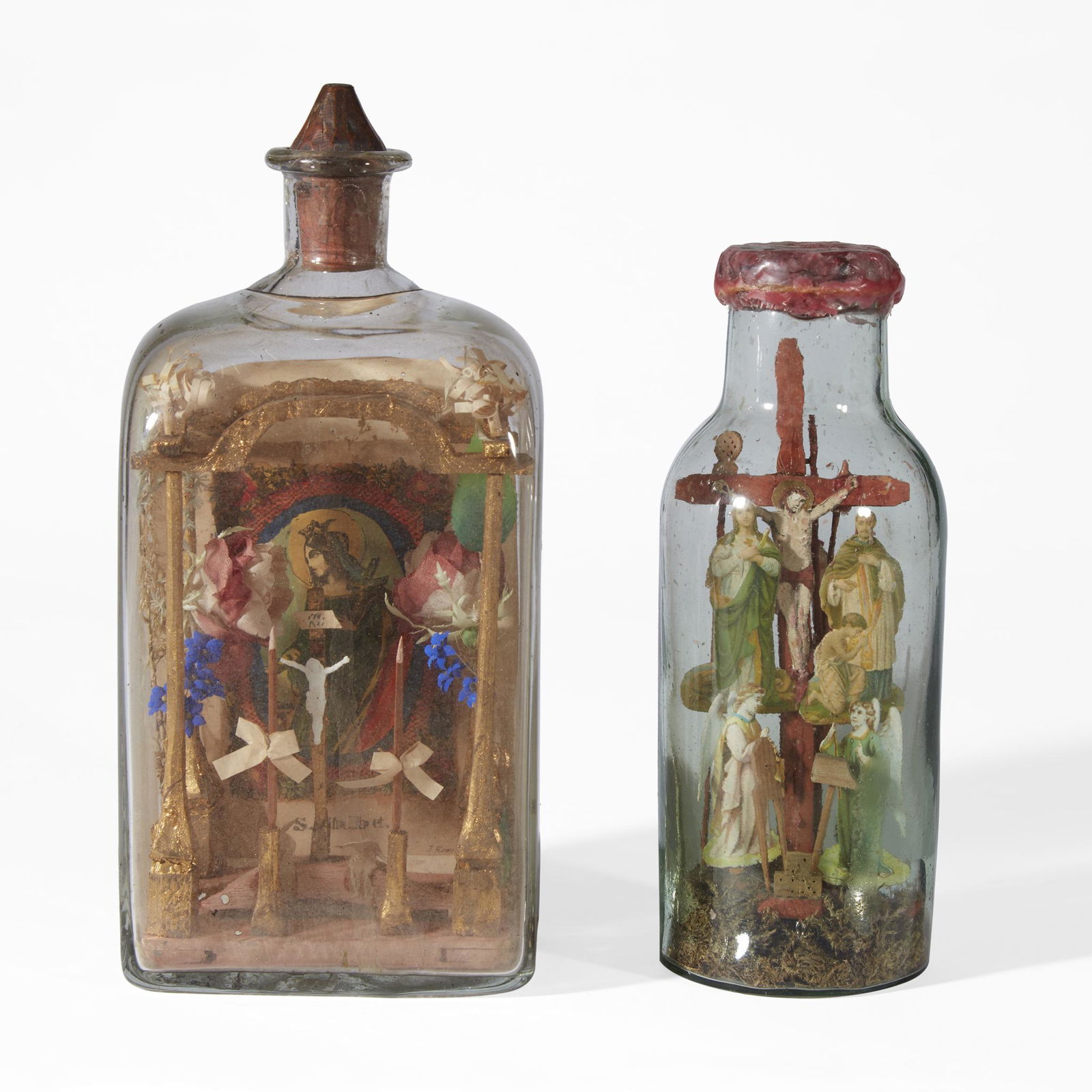 Two folk art crucifixes in bottles, late 19th/early (1 of 1)