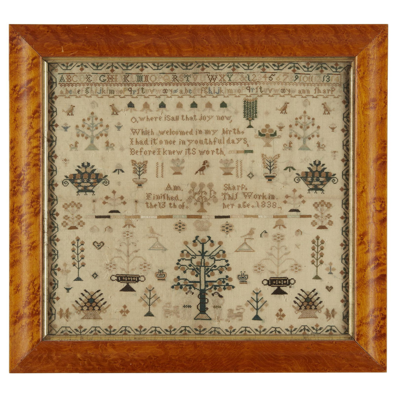 Two English needlework samplers, Caroline McNab, dated (1 of 2)