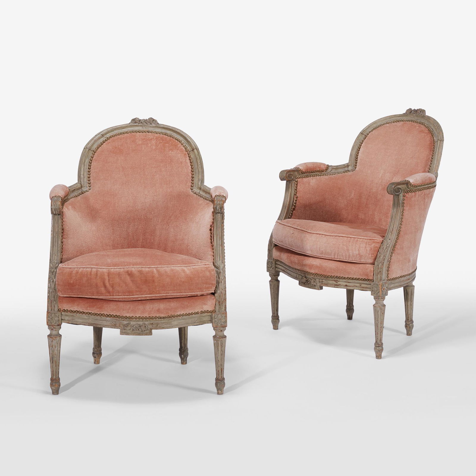Pair of French Louis XVI style painted beechwood arm (1 of 1)