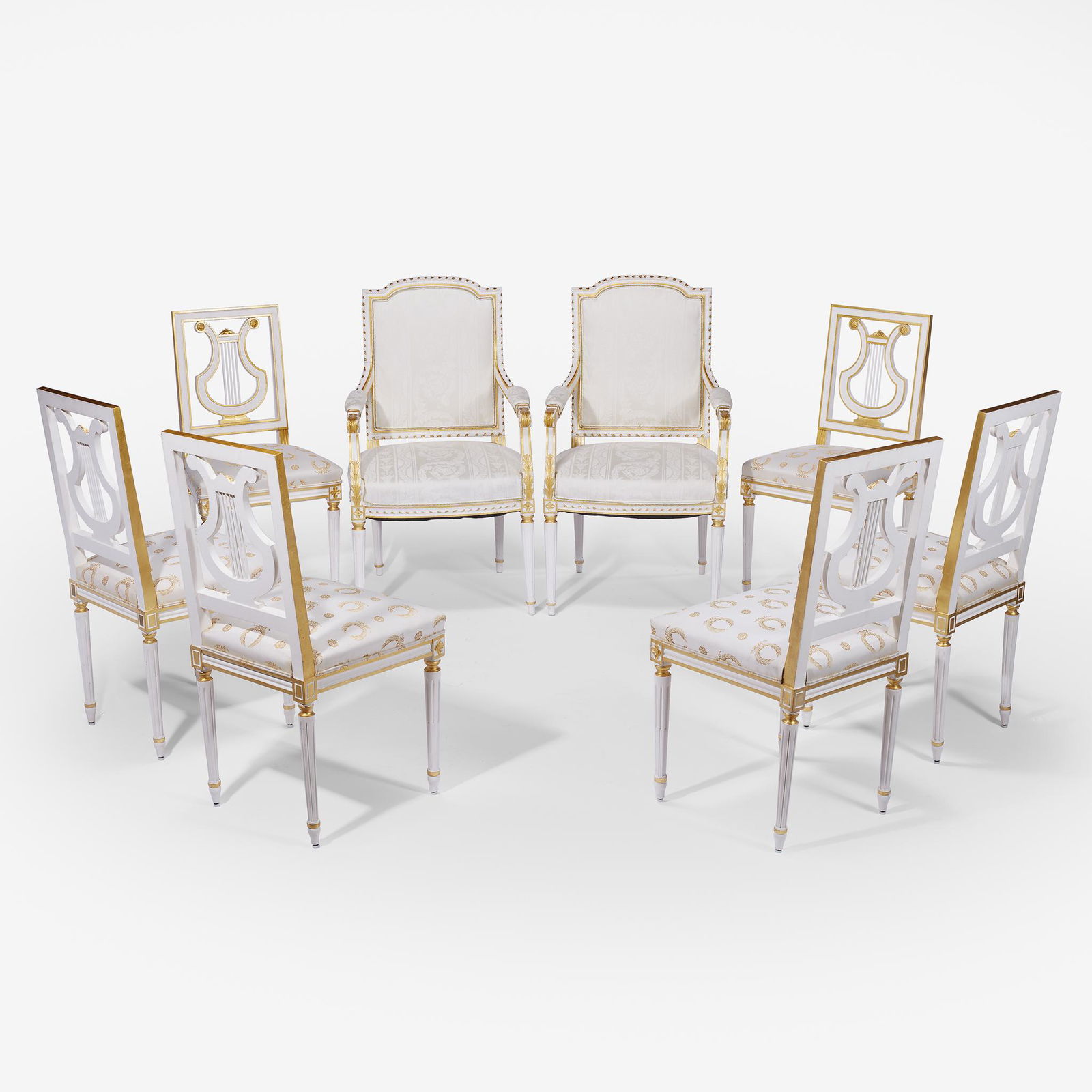 A Louis XVI style parcel-gilt and white painted (1 of 1)