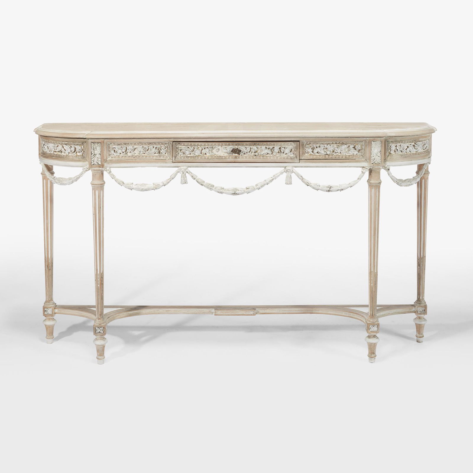 A Louis XVI style white and gray painted demilune (1 of 1)