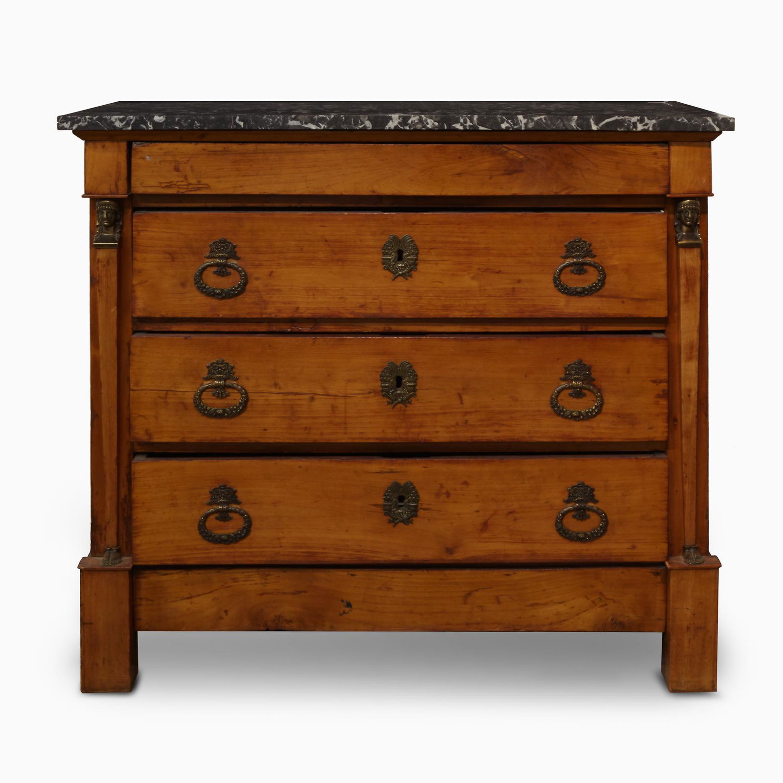 French Provincial fruitwood marble top commode, 19th (1 of 1)