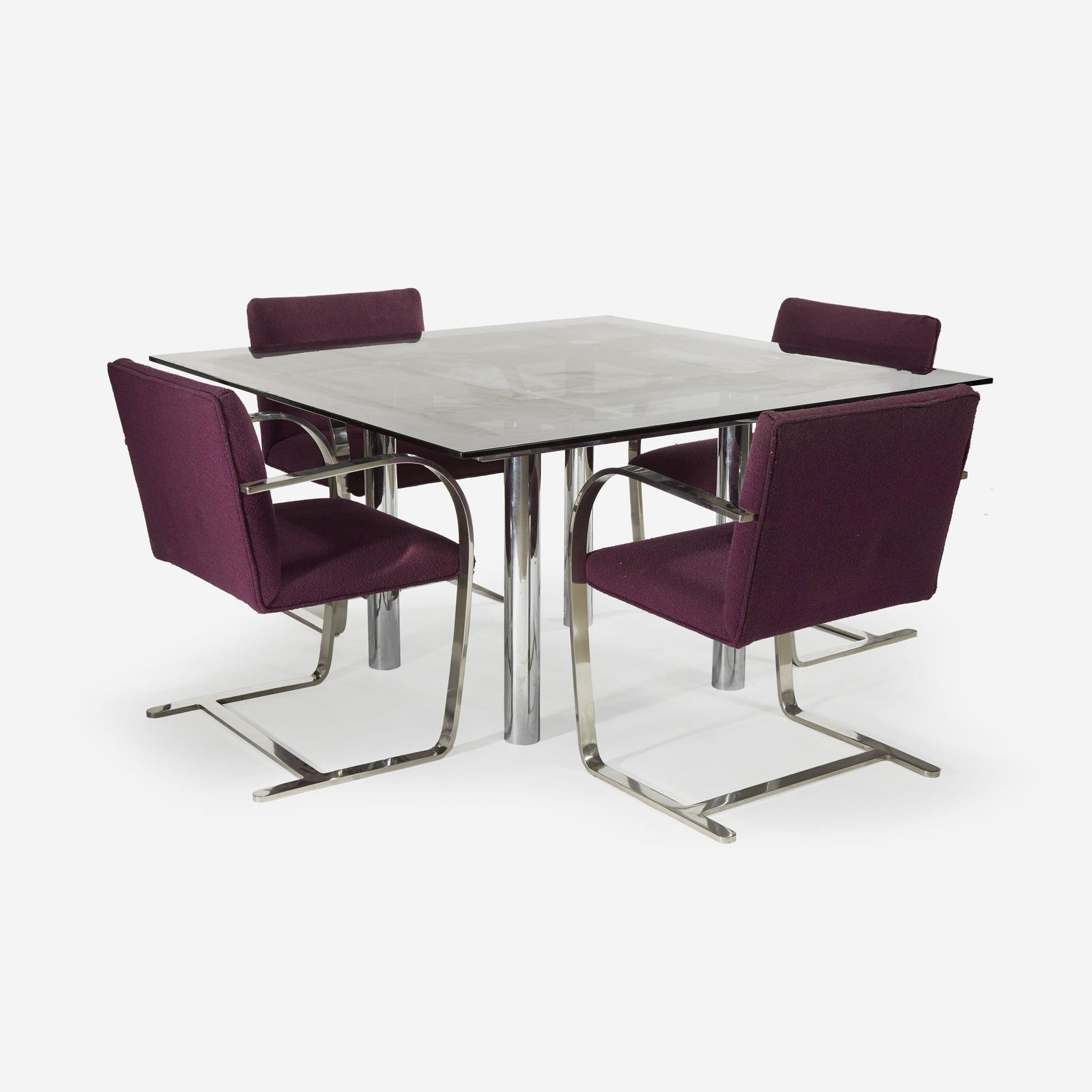 Scarpa/Knoll glass and chrome dining table and set of (1 of 1)