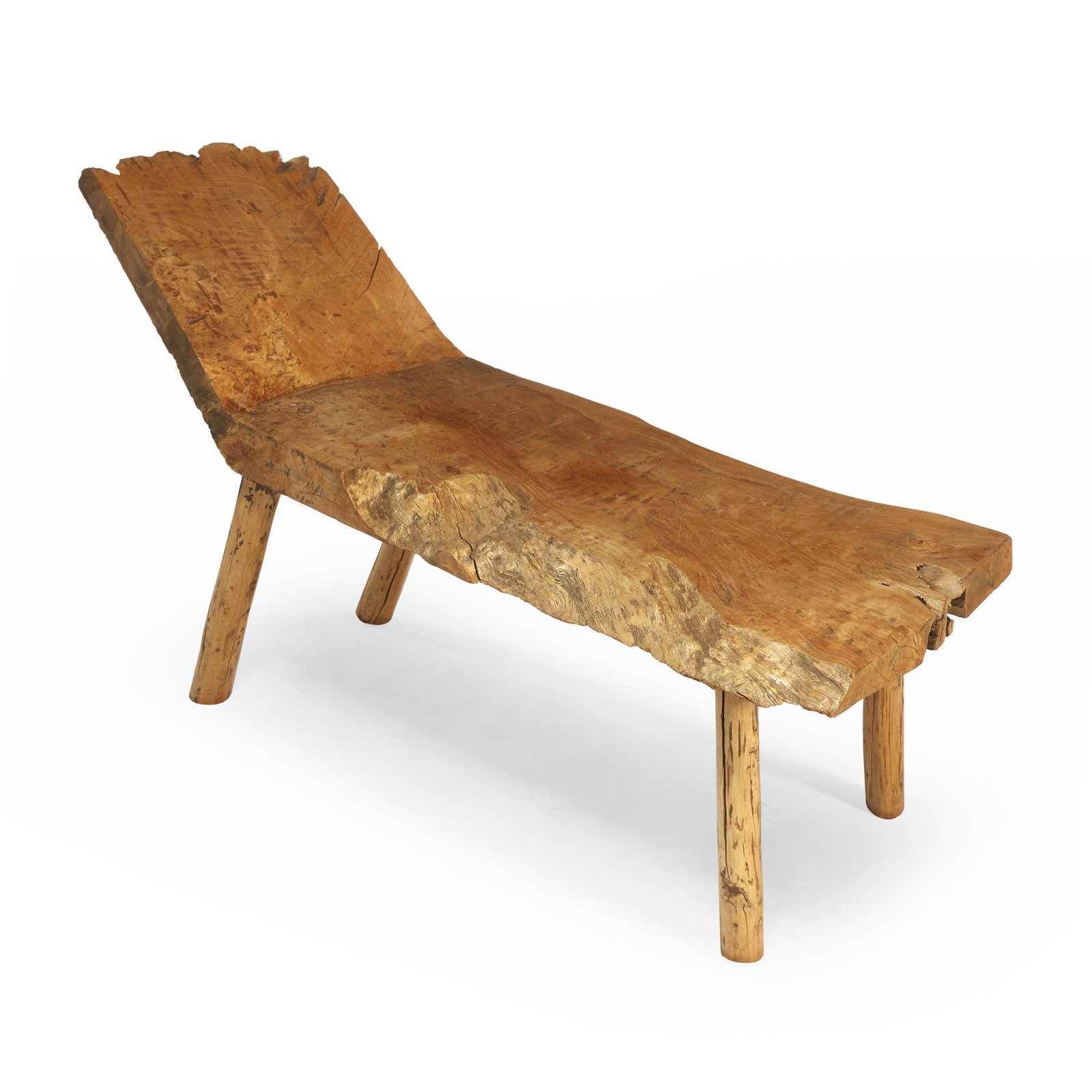 Studio Furniture, Wood chaise, second half 20th century: Studio Furniture Wood chaise, second half 20th century H: 32 in., W: 21 in., L: 58 in.