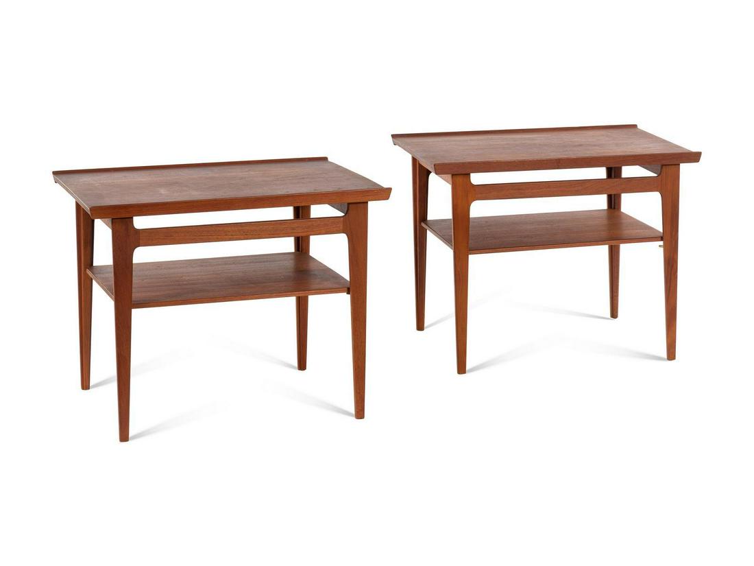 Finn Juhl (Danish, 1912-1989) Pair of Two-Tiered Side (1 of 2)