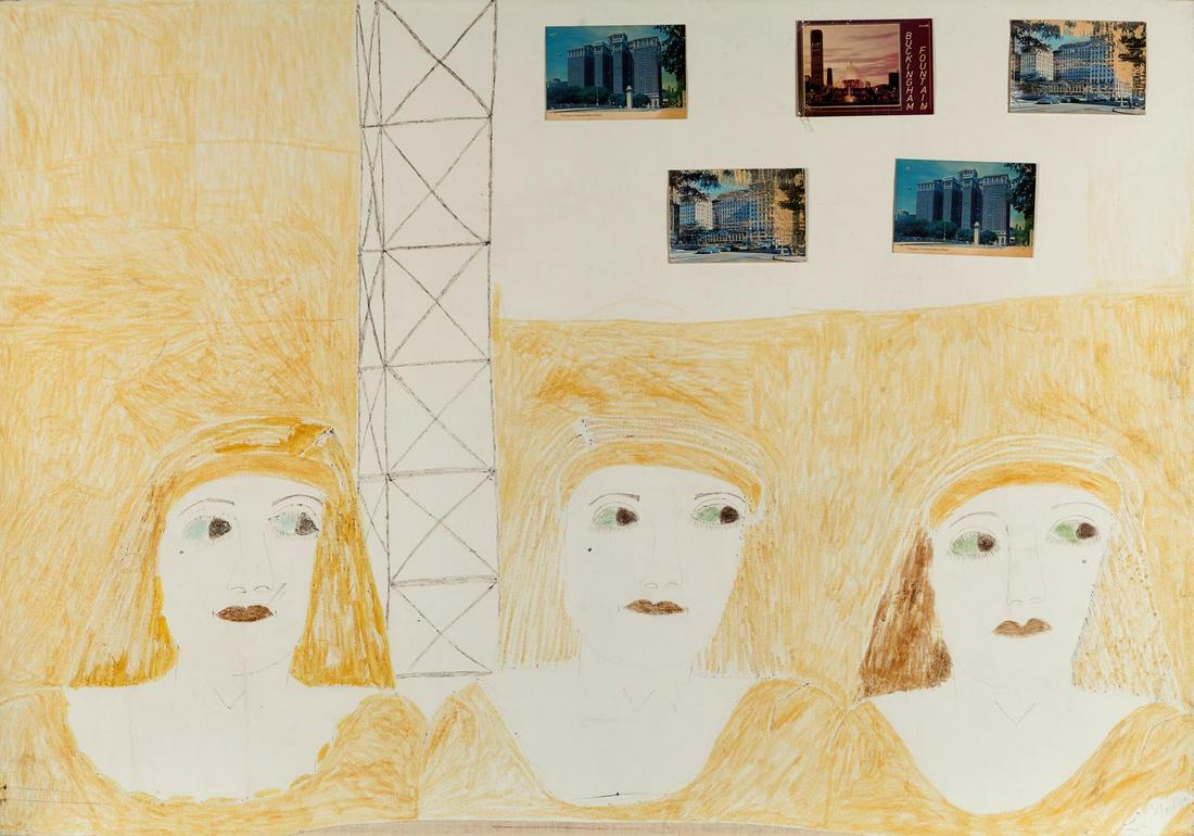 Lee Godie (American, 1908-1994) Untitled (Triple (1 of 2)