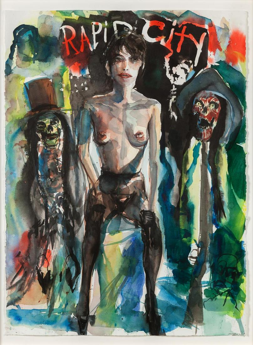 Brad Kahlhamer (American, b. 1956) Rapid City (Part: Brad Kahlhamer (American, b. 1956) Rapid City (Part II), 2008 watercolor on paper signed Brad Kahlhamer and dated (lower right) 30 x 22 inches. Provenance: Deitch Projects, New York Horton Gallery, Ne