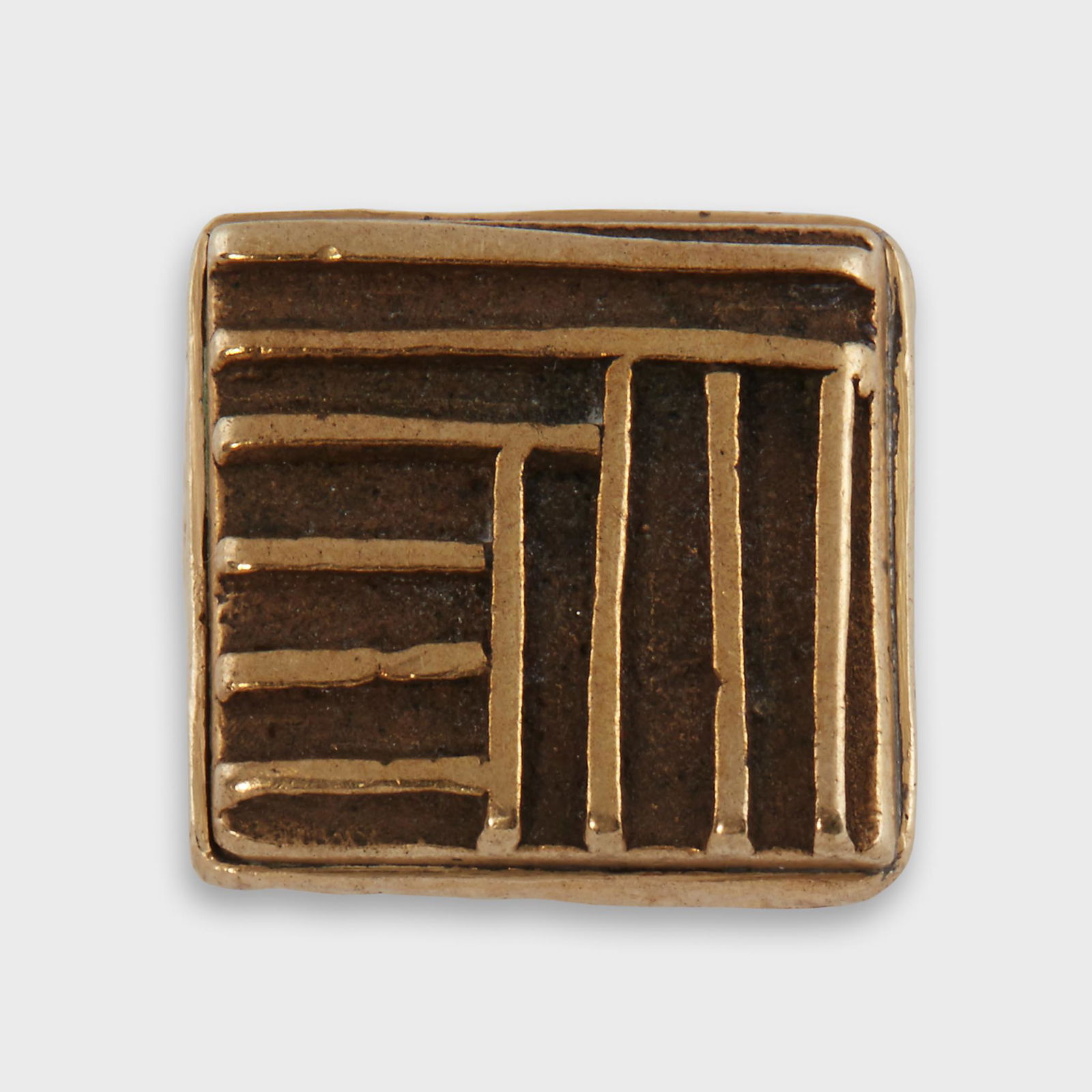 An eighteen karat gold ring, Ed Wiener,: An eighteen karat gold ring, Ed Wiener designed as a geometric form on wide hammered band. 16.2 dwt.; Size: 8