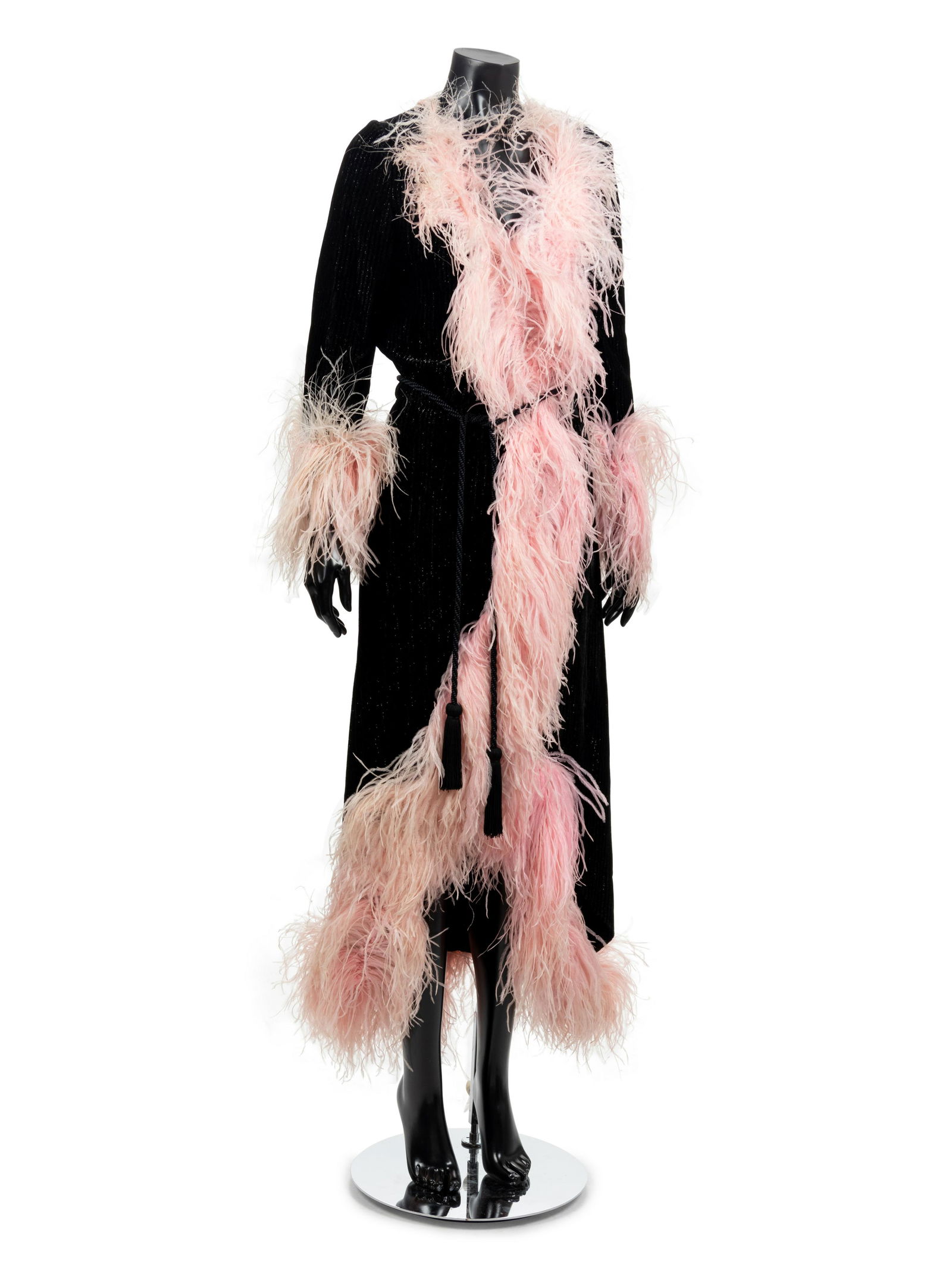 Nina Ricci Velvet Jacket Trimmed with Pink Feathers,: Nina Ricci Velvet Jacket Trimmed with Pink Feathers, 1969 This jacket was purchased by Eunice Walker Johnson of Johnson Publishing Company and worn in the Ebony Fashion Fair. This jacket was worn in