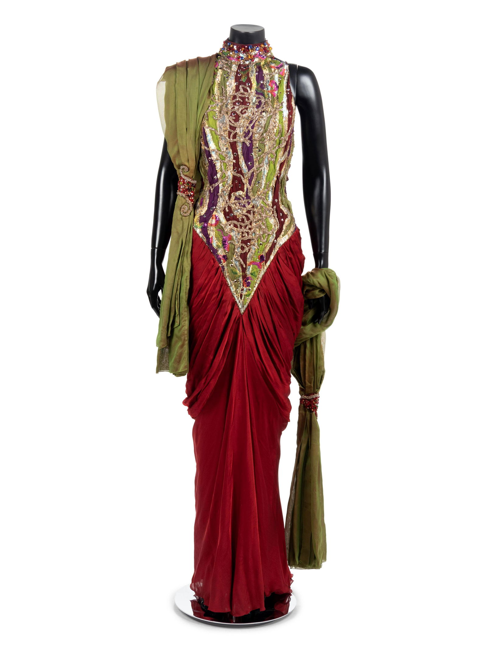 Louis Feraud Haute Couture Evening Ensemble, 1998-99: Louis Feraud Haute Couture Evening Ensemble, 1998-99 This ensemble was purchased by Eunice Walker Johnson of Johnson Publishing Company and worn in the Ebony Fashion Fair show called 'Fashions in Lov