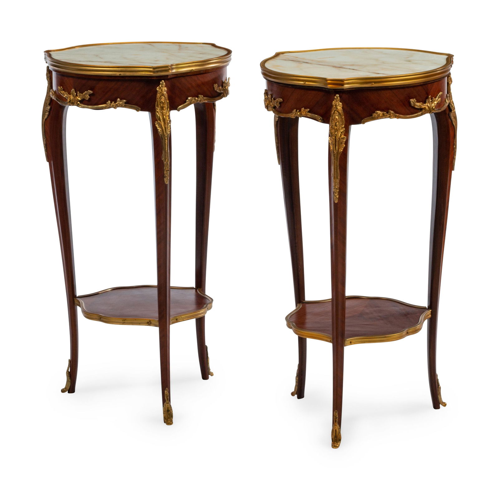 A Pair of Louis XV Style Gilt Metal Mounted Marble-Top (1 of 1)