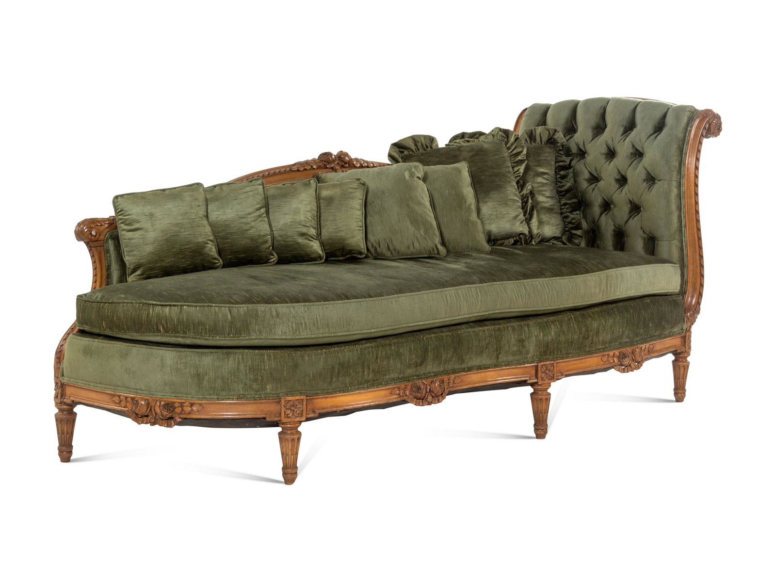 A Louis XVI Style Beechwood Chaise Longue: A Louis XVI Style Beechwood Chaise Longue 19th Century Length 81 inches.